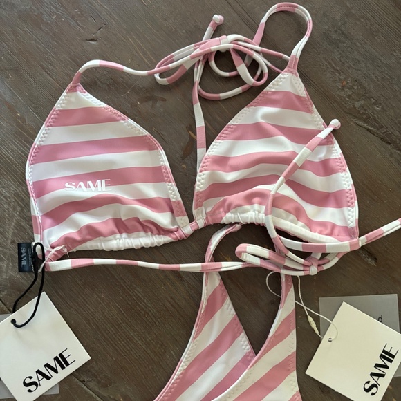 SAME Los Angeles Pink and White striped bikini, L XL (NWT) - Picture 4 of 5